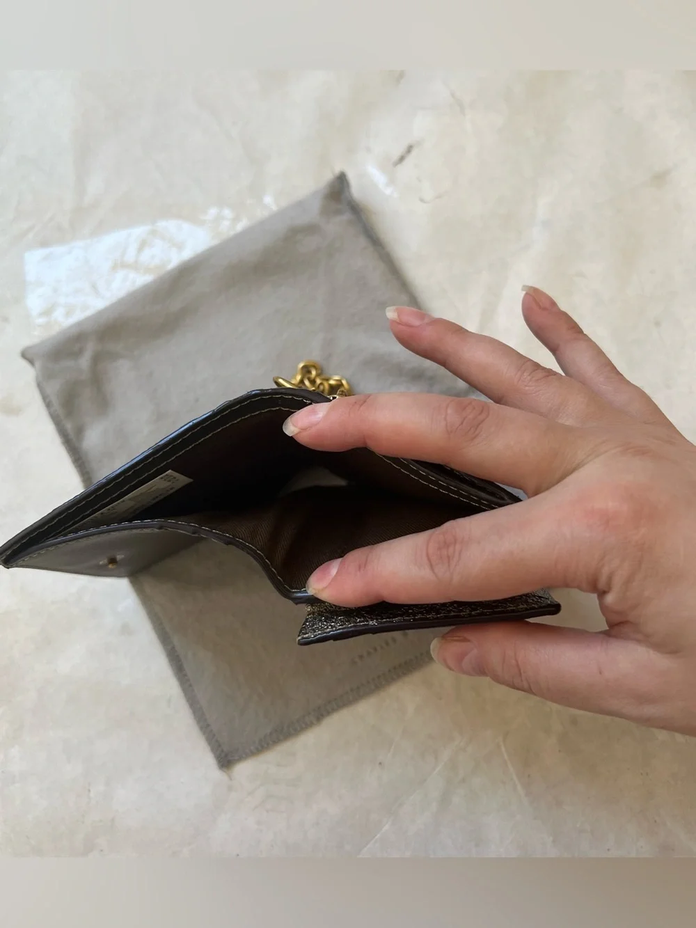 New Charles & Keith Small Crinkled Metallic Silver Wallet or Mini Bag Gold Accen